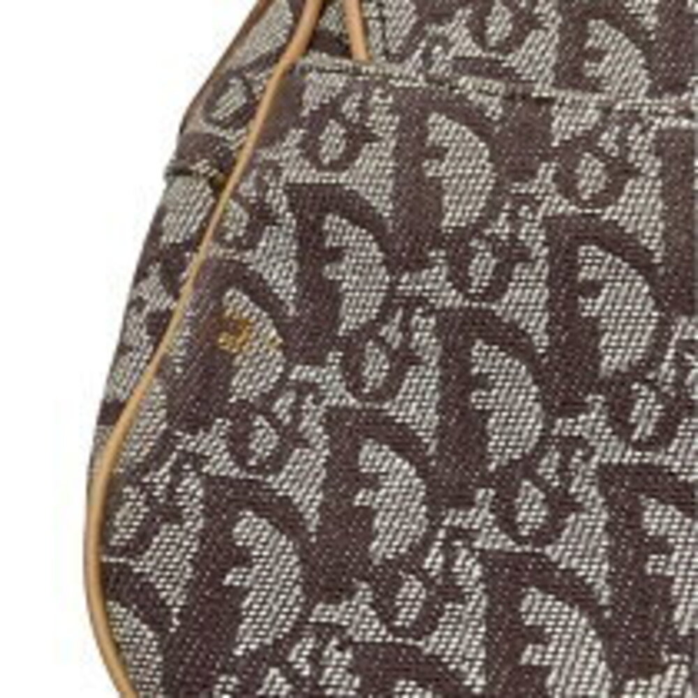Dior Bag Brown Canvas Saddle Christian Hardware Shoulder Trotter - Picture 10 of 11